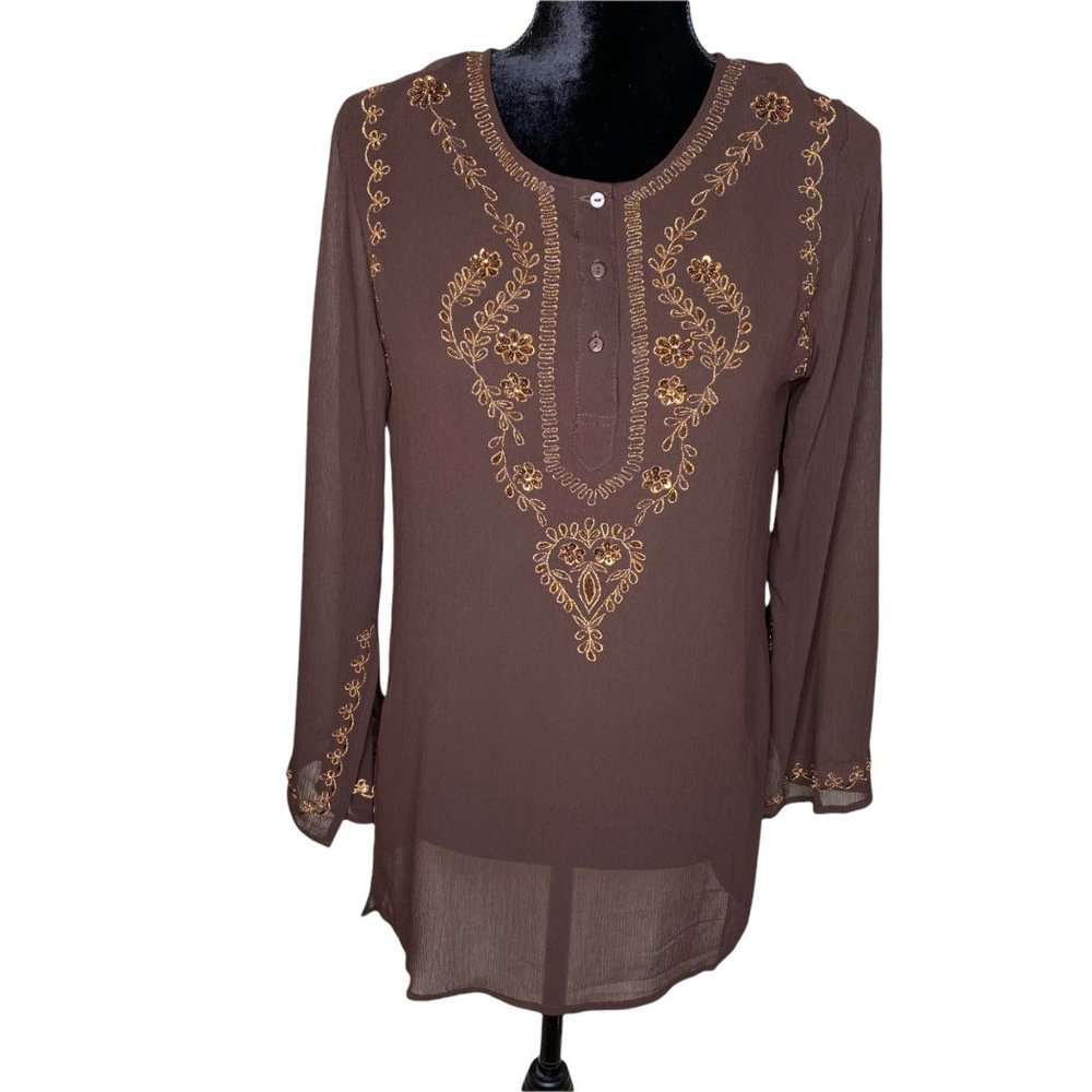 ninety Brown Boho Blouse